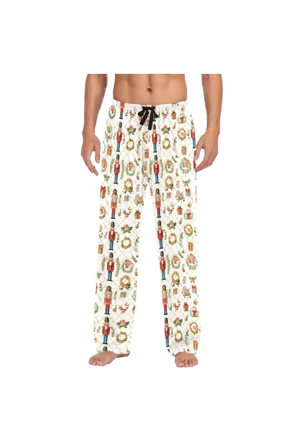 Men's Pajama Bottoms Watercolor Nutcracker Men's Cotton Pajama Pants Men's Loose Printed Pajama Pants Casual Pants with Pockets