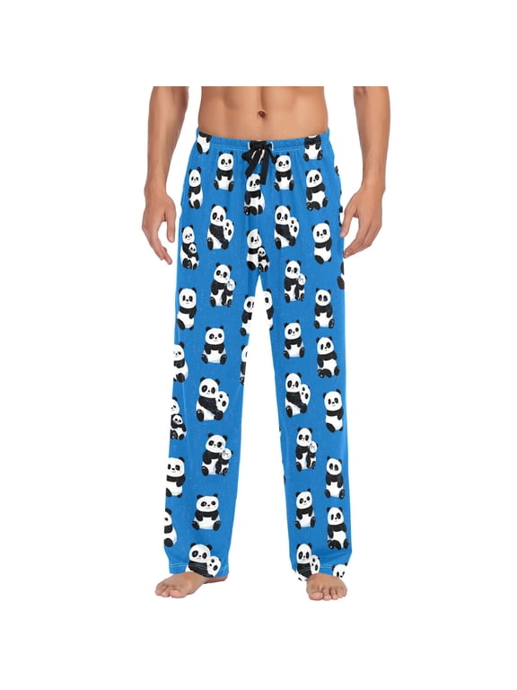 Men's Pajama Bottoms Whimsical Panda Men's Cotton Pajama Pants Men's Loose Printed Pajama Pants Casual Pants with Pockets