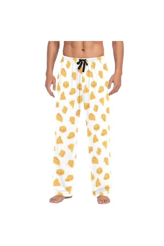 Men's Pajama Bottoms Yellow Cheese Men's Cotton Pajama Pants Men's Loose Printed Pajama Pants Casual Pants with Pockets