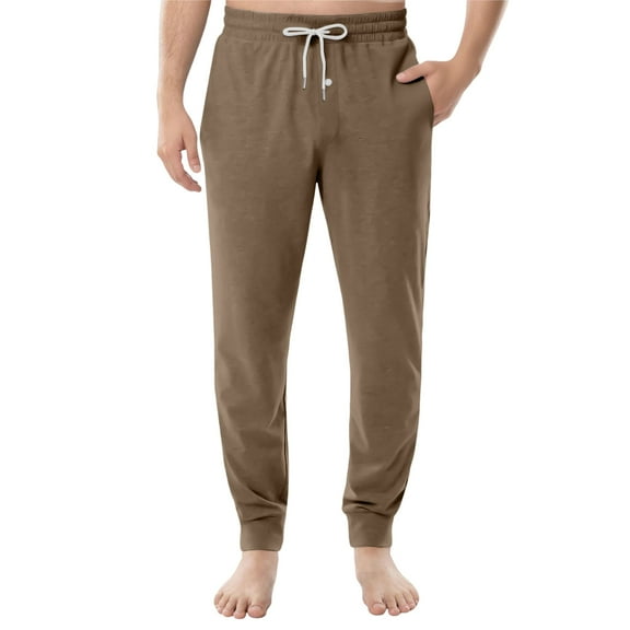 Men's Pajama Lounge Pants Comfortable Casual Lightweight Solid Color Pajama Pants with Drawstring with Pockets Sleep Pajama Pant Baggy Relaxed Fit Elastic Waist Button Fly Pajama Bottoms,Brown 3XL