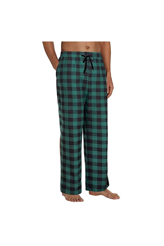 Men's Pajama Pant Plaid Classic Cotton Pajama Long Pants Lightweight Lounge Sleep Pants with Drawstring and Pockets