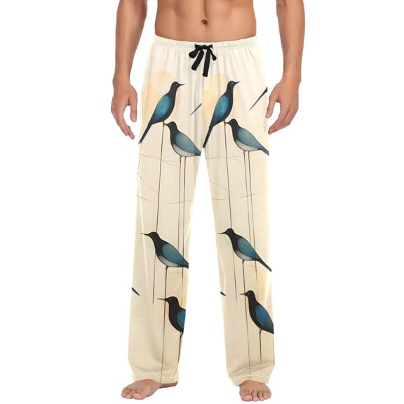 Men's Pajama Pants Birds Cotton Long Sleepwear Lounge Pants L