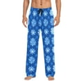 thumbnail image 1 of Men's Pajama Pants Blue Snowflakes Cotton Long Sleepwear Lounge Pants M, 1 of 7