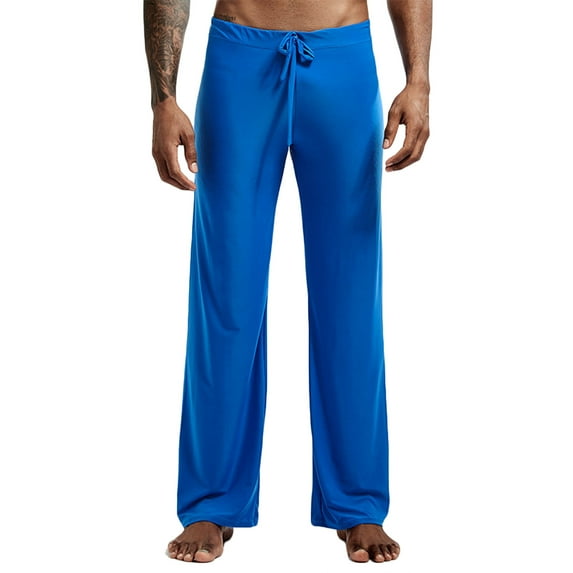 Men's Pajama Pants – Breathable Sleep Bottoms and Jogger Pants with Side Pocket - Casual Joggers for Men, Fashion Casual Solid Pajama Pants Middle Waisted Drawstring Sweat Pants