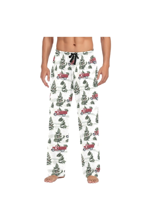 Men's Pajama Pants Christmas Tree on Truck Cotton Long Sleepwear Lounge Pants XL
