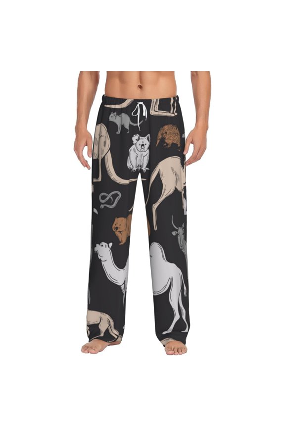Men's Pajama Pants Comfy Sleep Lounge Bottoms Pockets, Australian Animals Koala