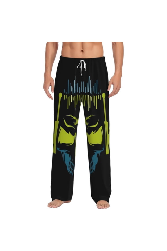Men's Pajama Pants Comfy Sleep Lounge Bottoms Pockets, King Dj Skull