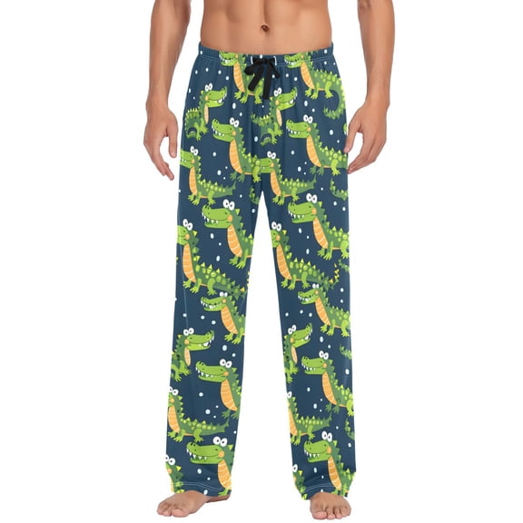 Men's Pajama Pants Cute Crocodile Hand Drawn Cotton Long Sleepwear Lounge Pants 2XL