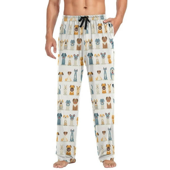 Men's Pajama Pants Different Cartoon Cute Dog Soft Long Sleep Lounge Pants M
