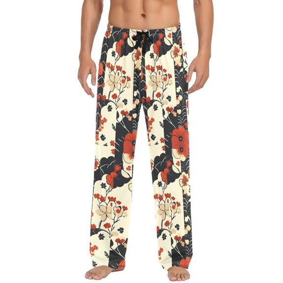 Men's Pajama Pants Ffyy3_bohemia_ichimatsu_pattern_a6db6935-cfd5-40c0-a87e-ce9bfd804d8f_2 Cotton Long Sleepwear Lounge Pants 2XL