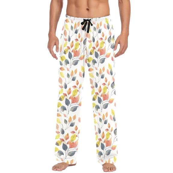 Men's Pajama Pants Leaves Cotton Long Sleepwear Lounge Pants XL