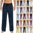 thumbnail image 1 of Men's Pajama Pants Lightweight Cotton Flannel Plaid Lounge Pant Drawstring Elastic Waist Pjs Bottoms Sleepwear, 1 of 7