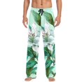 thumbnail image 1 of Men's Pajama Pants Lily Flowers Leaves Cotton Long Sleepwear Lounge Pants L, 1 of 7