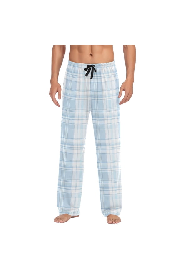 Men's Pajama Pants Men's Pajama Bottoms Home Sleeping Pants Loose Fitting Style L Light Blue Cloth Stripe