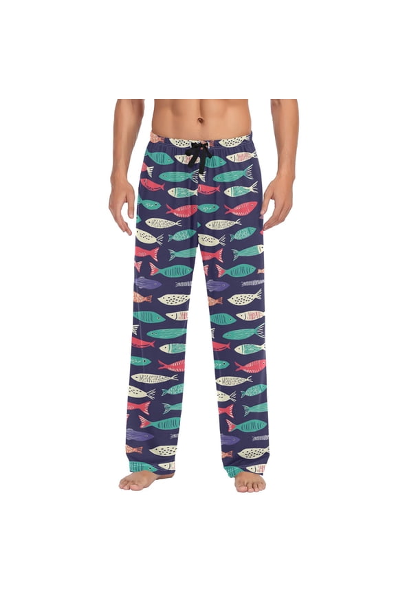 Men's Pajama Pants Men's Pajama Bottoms Home Sleeping Pants Loose Fitting Style M Colorful Cartoon Fish Pattern