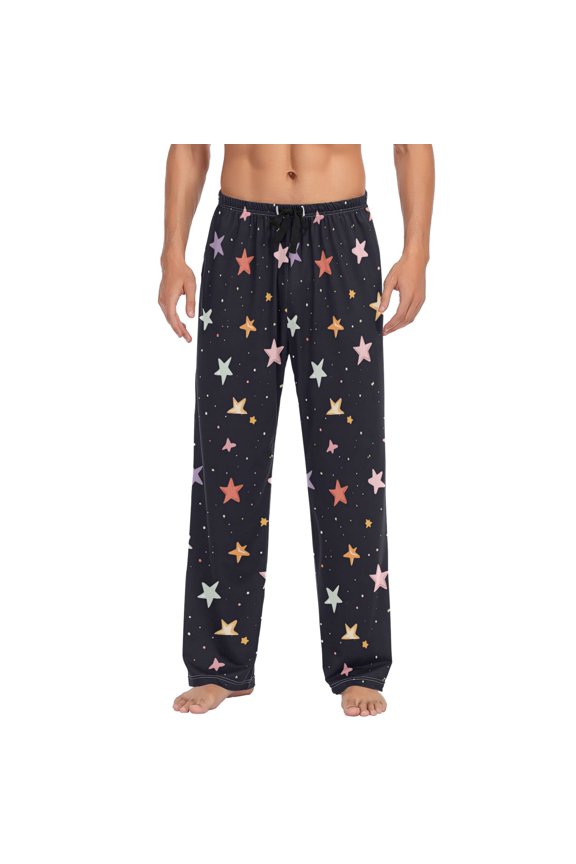 Men's Pajama Pants Men's Pajama Bottoms Home Sleeping Pants Loose Fitting Style XXL Colorful Cartoon Stars Samless