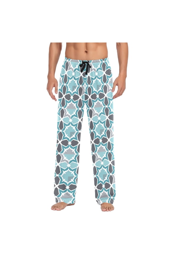 Men's Pajama Pants Moroccan Geometry Cotton Long Sleepwear Lounge Pants M