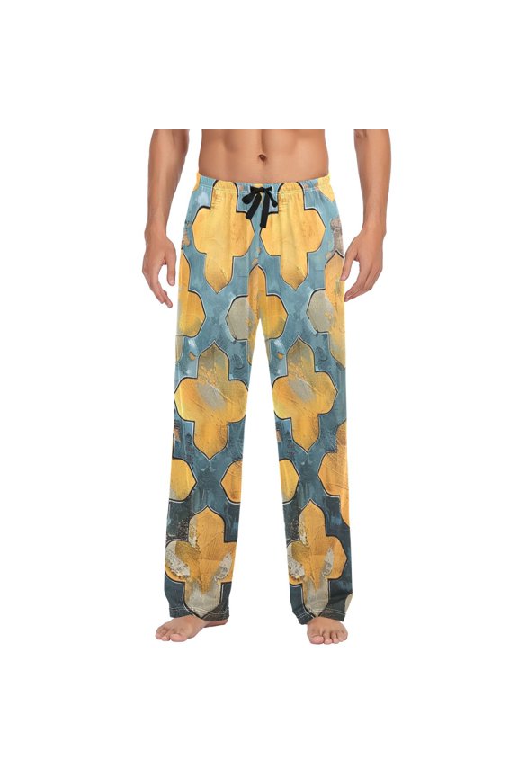 Men's Pajama Pants Moroccan Trellis Cotton Long Sleepwear Lounge Pants M