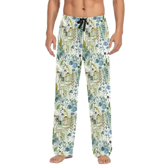 Men's Pajama Pants Mushrooms Oil Paint Cotton Long Sleepwear Lounge Pants S
