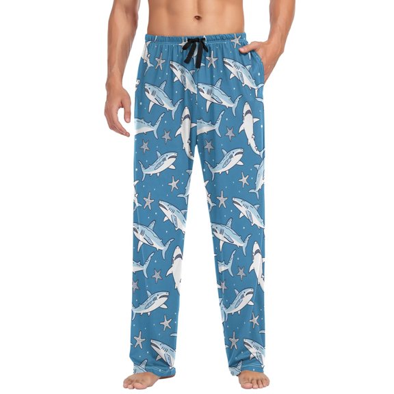 Men's Pajama Pants Ocean Sharks and Sea Stars Soft Long Sleep Lounge Pants S