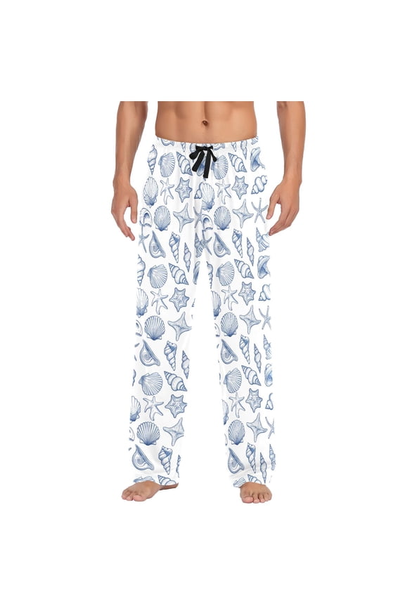 Men's Pajama Pants Sea Shells and Conch Cotton Long Sleepwear Lounge Pants M