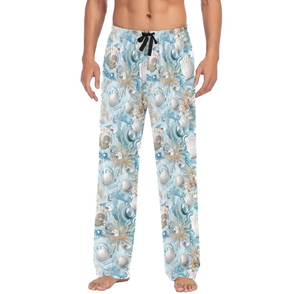 Men's Pajama Pants Seashells Seaweed Bubbles Cotton Long Sleepwear Lounge Pants M