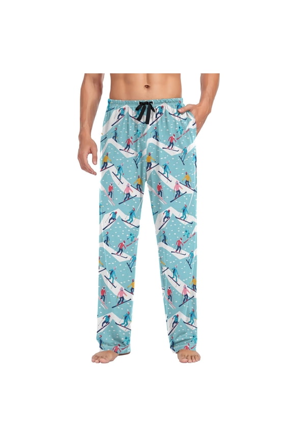 Men's Pajama Pants Skiers Skating Soft Long Sleep Lounge Pants M