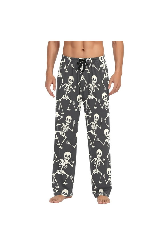 Men's Pajama Pants Skull Skeleton Dancing Cotton Long Sleepwear Lounge Pants M