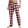 thumbnail image 1 of Men's Pajama Pants Soft Plaid Sleep Lounger Pants Home Leisure Drawstring Trousers Stretch Waist Baggy Sleepwear Pant With Pocket, 1 of 7