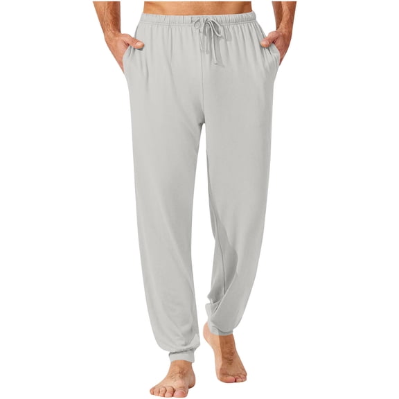 Men's Pajama Pants Soft Sleep Jogger Pants Drawstring Elastic Waist Lightweight Pjs Bottoms with Pocket