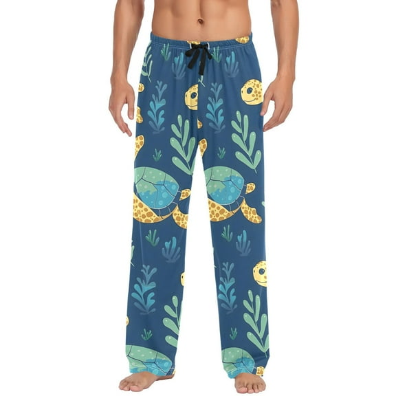 Men's Pajama Pants Turtle Seaweed Cotton Long Sleepwear Lounge Pants M