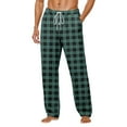 thumbnail image 1 of Men's Pajama Pants Ultra Lightweight Plaid Pjs Bottoms Sleepwear Bottom Pants with Pocket Drawstring Wide Leg Stright Sleep Pants (1-Dark Green, X-Large), 1 of 6