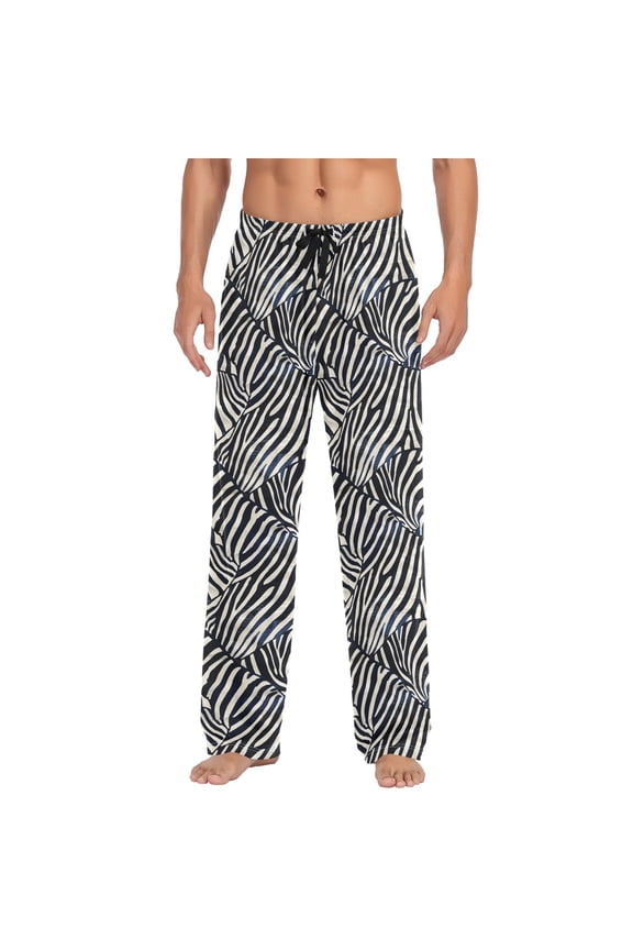 Men's Pajama Pants Zebra Pattern Cotton Long Sleepwear Lounge Pants M