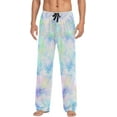 thumbnail image 1 of Men's Pajama Pants with Pockets Sleepwear Lounge Pants Stretch Casual Astrological Tie Dye Pastel Galaxy, 1 of 7
