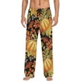 thumbnail image 1 of Men's Pajama Pants with Pockets Sleepwear Lounge Pants Stretch Casual Autumn Leaves Maple Pumpkins, 1 of 7