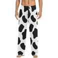 thumbnail image 1 of Men's Pajama Pants with Pockets Sleepwear Lounge Pants Stretch Casual Black White Cow Texture, 1 of 7