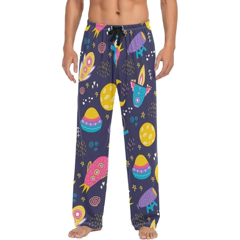 Men s Pajama Pants with Pockets Sleepwear Lounge Pants Stretch Casual Cute Hippo Moon Stars Walmart