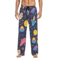 thumbnail image 1 of Men's Pajama Pants with Pockets Sleepwear Lounge Pants Stretch Casual Cute Hippo Moon Stars, 1 of 6