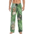 thumbnail image 1 of Men's Pajama Pants with Pockets Sleepwear Lounge Pants Stretch Casual Cute Meowing Cat Dog Tropical, 1 of 7