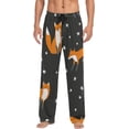 thumbnail image 1 of Men's Pajama Pants with Pockets Sleepwear Lounge Pants Stretch Casual Fox Animals Black Star, 1 of 7