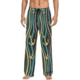 thumbnail image 1 of Men's Pajama Pants with Pockets Sleepwear Lounge Pants Stretch Casual Nautical Anchors Striped Cables, 1 of 6