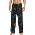 thumbnail image 1 of Men's Pajama Pants with Pockets Sleepwear Lounge Pants Stretch Casual Rainbow Butterfly Black, 1 of 6