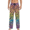 thumbnail image 1 of Men's Pajama Pants with Pockets Sleepwear Lounge Pants Stretch Casual Rainbow Gradient Leopard, 1 of 6
