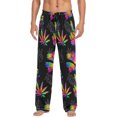 thumbnail image 1 of Men's Pajama Pants with Pockets Sleepwear Lounge Pants Stretch Casual Rainbow Peace Love Sign Gesture, 1 of 6