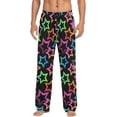 thumbnail image 1 of Men's Pajama Pants with Pockets Sleepwear Lounge Pants Stretch Casual Rainbow Stars Black, 1 of 6