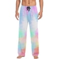 thumbnail image 1 of Men's Pajama Pants with Pockets Sleepwear Lounge Pants Stretch Casual Rainbow Tie Dye Color Print, 1 of 7