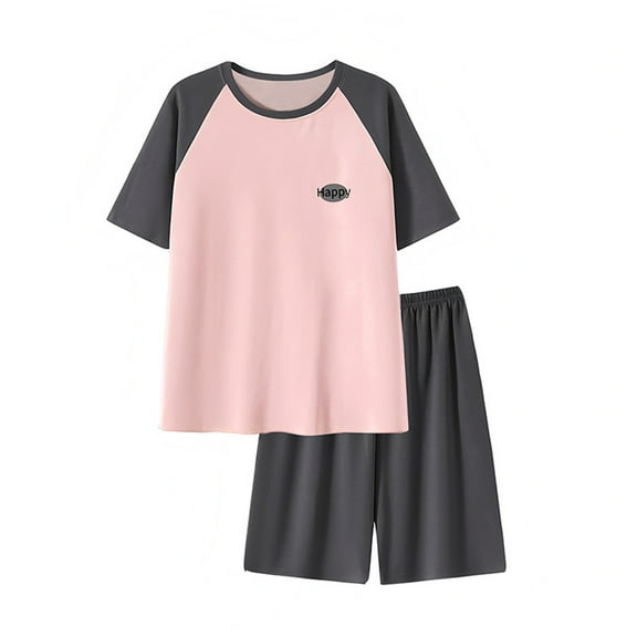 Men's Pajama Set Big and Tall Short Sleeve Comfort Round Neck Sleepwear Shorts Set