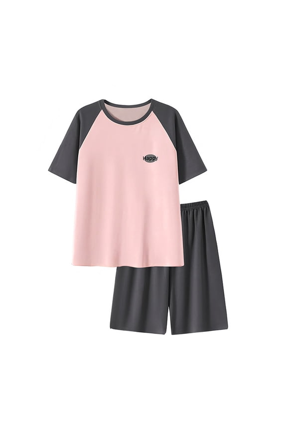 Men's Pajama Set Big and Tall Short Sleeve Comfort Round Neck Sleepwear Shorts Set