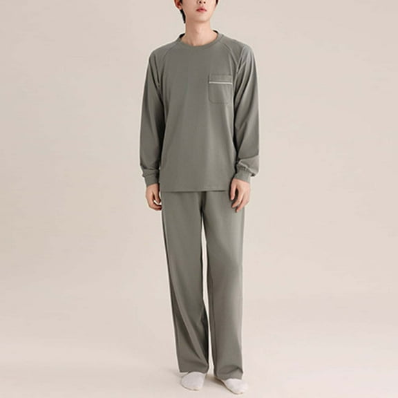 Men's Pajama Set Long Sleeve Button Down 100% cotton Shirt with Pants Soft Comfort Sleepwear