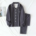 thumbnail image 1 of Men's Pajama Set Men Fashion Pajama Casual Turndown Collar Long Sleeve Pants Set Sleepwear Men Lounge Set Sleep Sets for Men Pyjamas Set for Men Mens Sleepwear, 1 of 3
